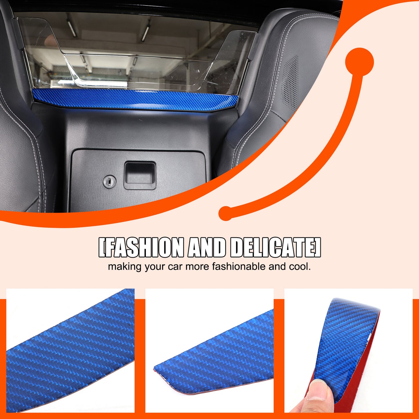 Blue carbon fiber interior rear glass panel decorative sticker for Mazda MX-5 Miata 2016-22 n