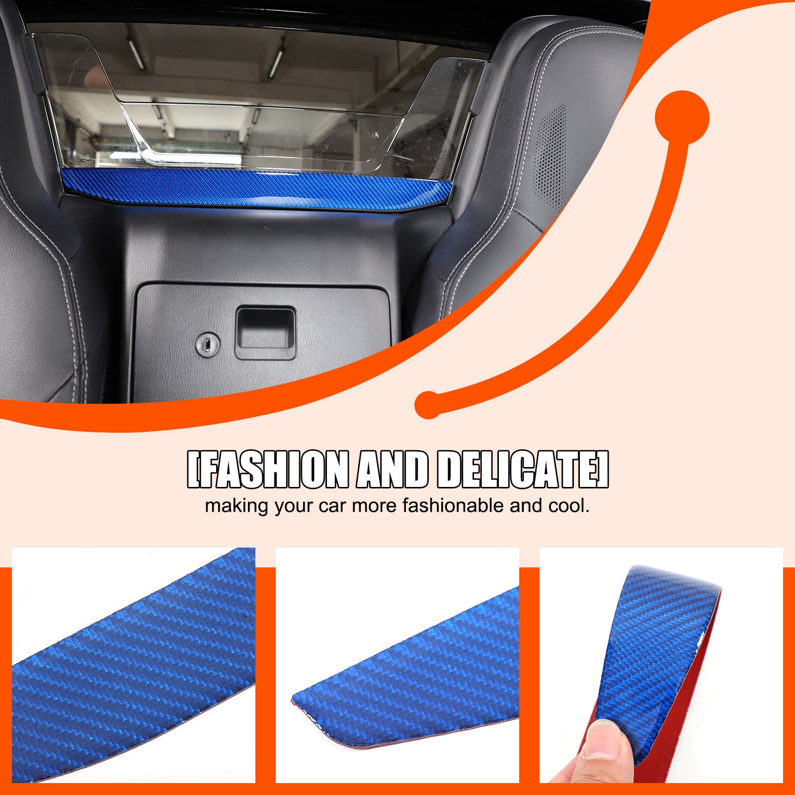 Blue carbon fiber interior rear glass panel decorative sticker for Mazda MX-5 Miata 2016-22 n