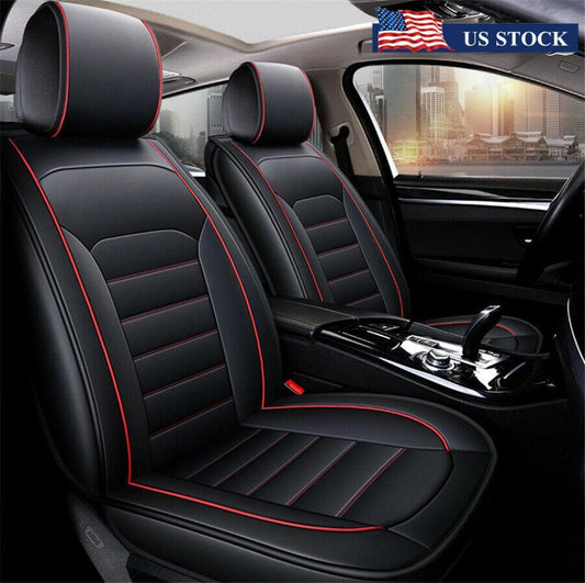 Universal Car Full Set PU Leather Cushion Pad Front+Rear for Seat Covers For 5-Seats Q