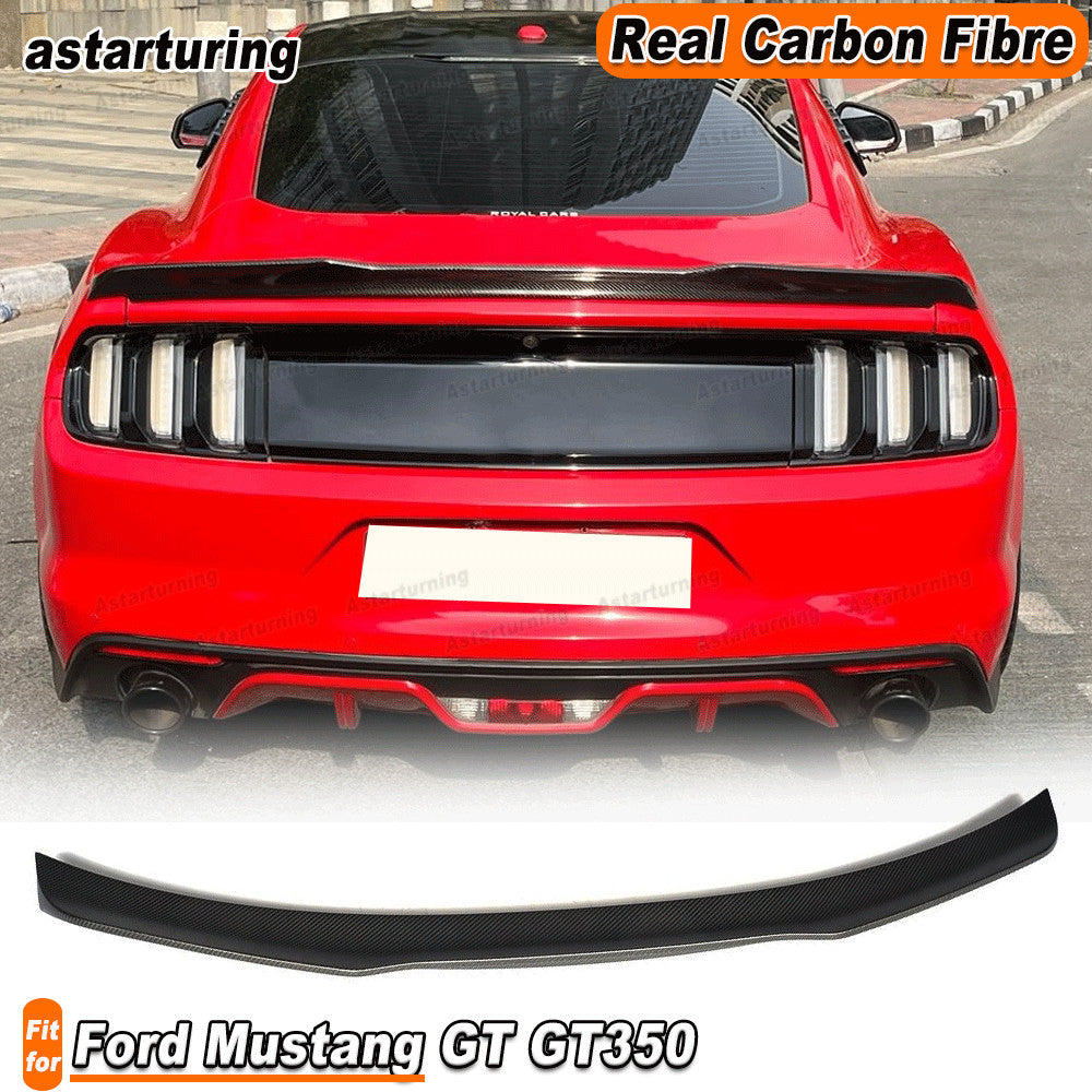 for Ford for Mustang GT GT350 2015-2017 Matt REAL Carbon Rear Trunk Lip Spoiler Wing