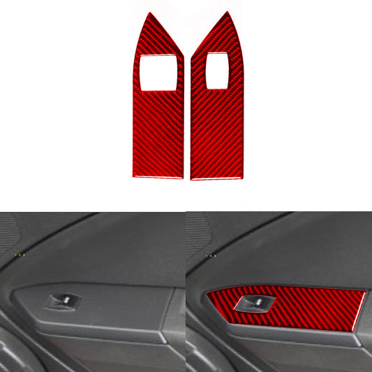 Red Carbon Fiber Window Switch Panel Cover Trim TypeB for Ford for Mustang 2005-2009