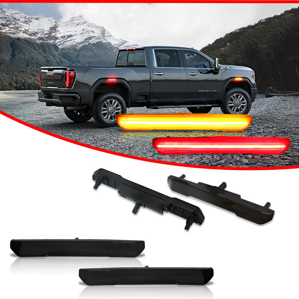Smoke Lens Amber/Red LED Side Marker Light Kit for 2020+ for GMC for Sierra 2500 3500HD- v