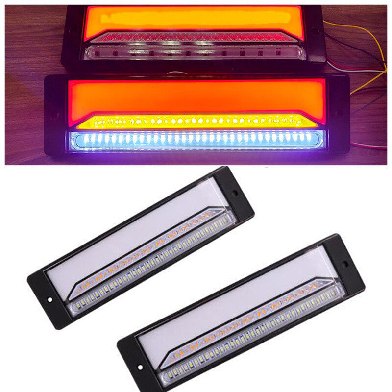 2PCS 12-30V Halo Flowing 147 LED Truck Turn Signal Brake Tail Light Lamp Durable v