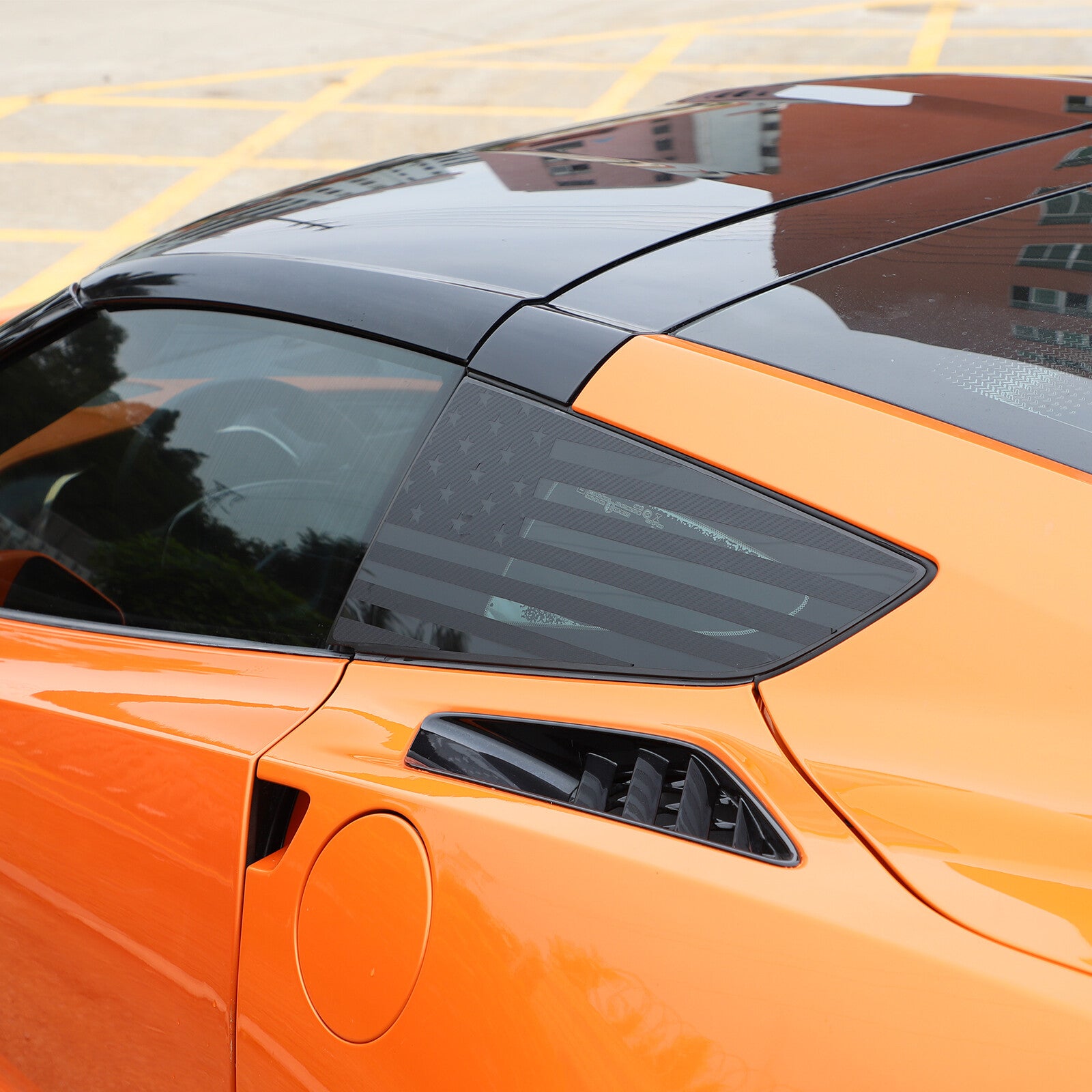 Suitable for 2014-19 C7 for Corvette side window American flag decal sticker with carbon glitter. n