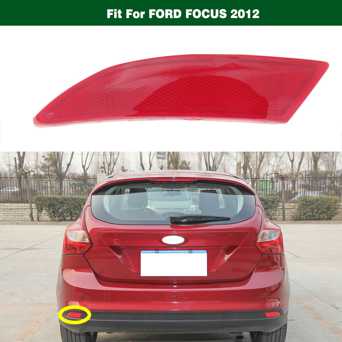 1Pcs Left Driver Side Rear Bumper Reflector Light Fit for Ford Focus 2012-2014