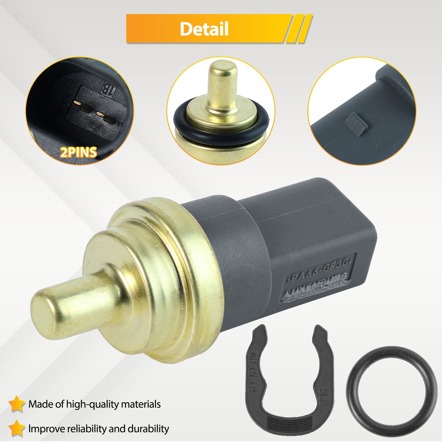 # 06A919501A for VW for Audi A3 for A4 for A6 for Seat for Skoda Coolant Temperature Sensor + Spring Q