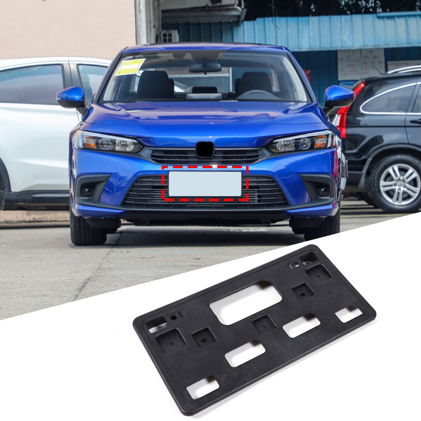 Black front bumper license plate holder for Honda Cvic 2022-2024 sedans. n