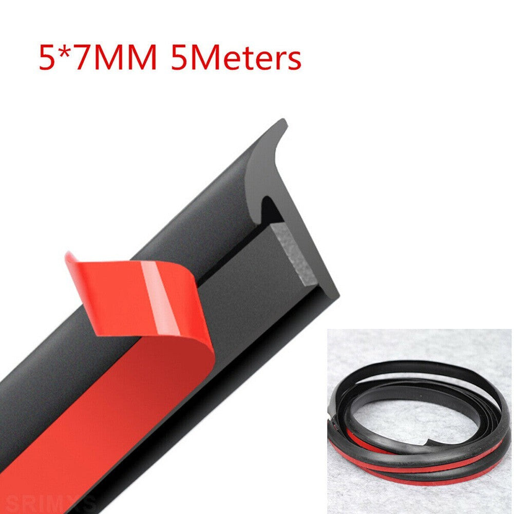 5M T-Type Rubber Sealing Strip/Black For Car Edge Trim Bumper Lip Side Skirt 1pc v