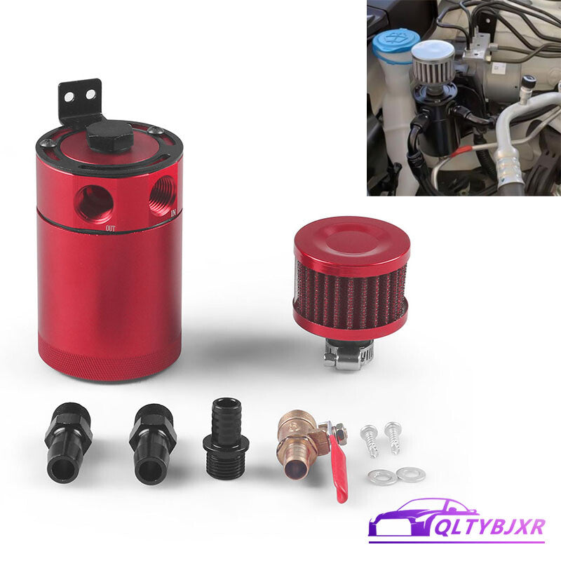 Oil Catch Can Kit Reservoir Tank Engine Red Polish Baffled Universal Aluminum