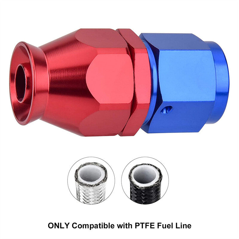 10AN PTFE Hose End Fittings Straight Aluminum Swivel AN10 For PTFE Hose Only Red