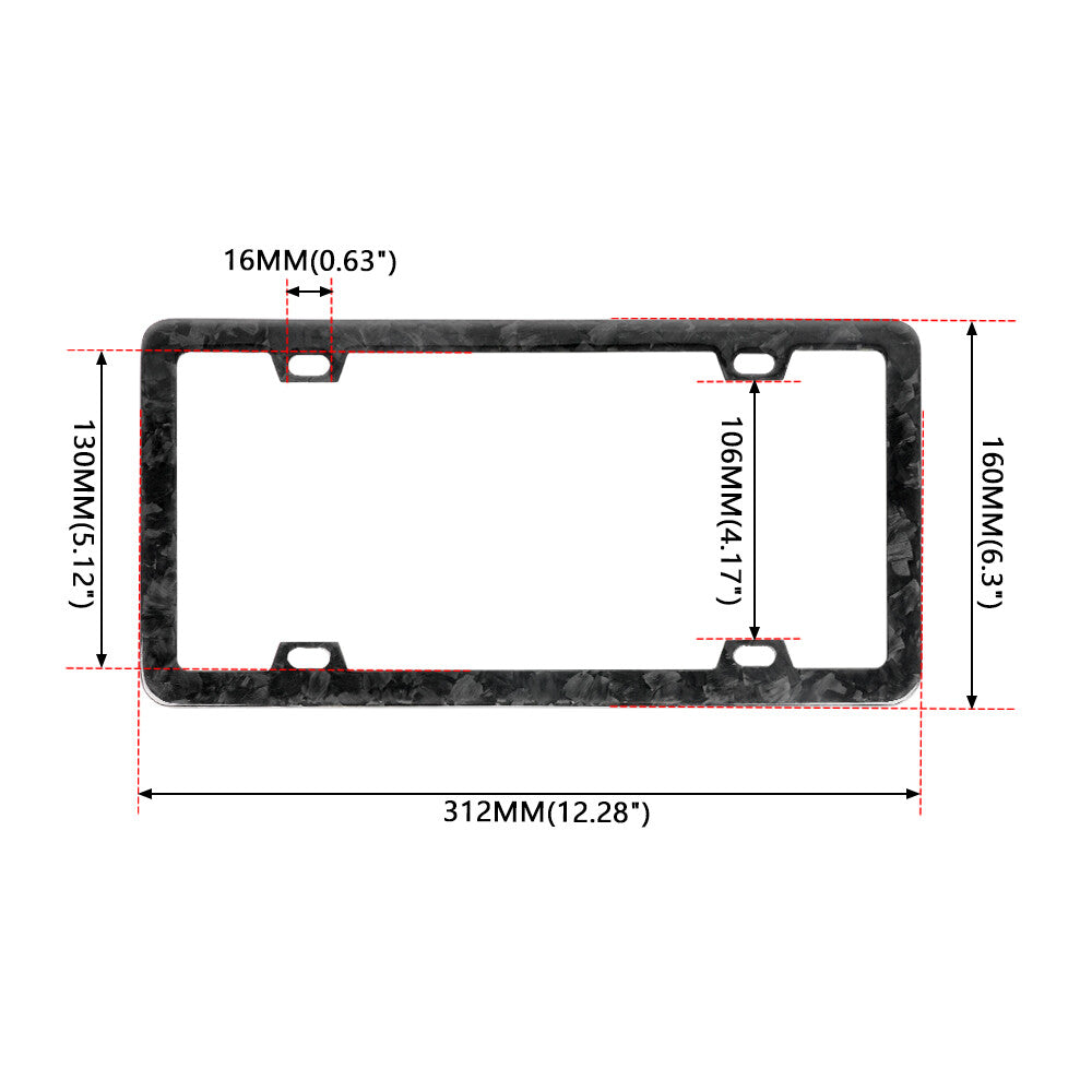 1X Universal Car Front  Rear Forged Carbon Fiber License Plate Frame Cover