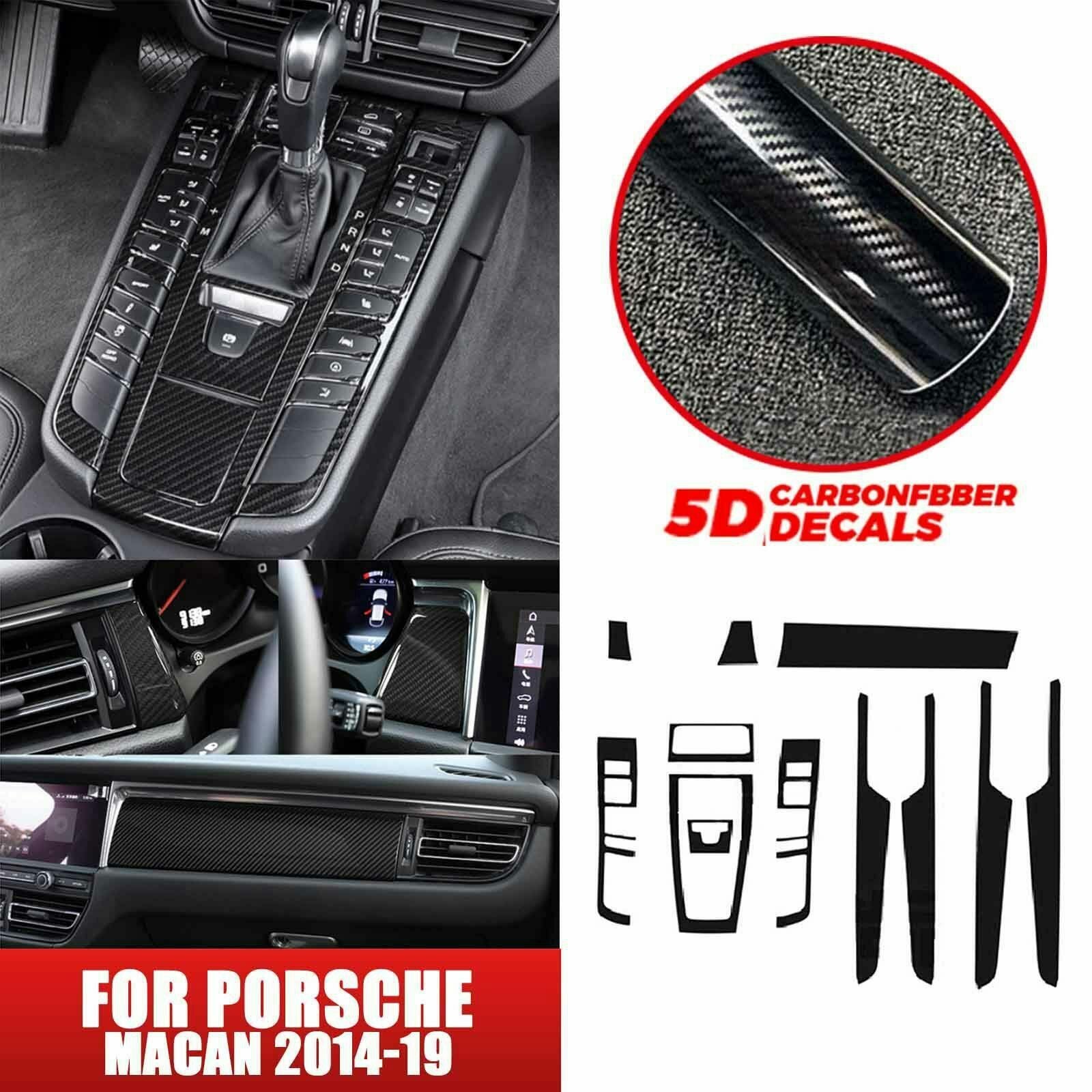 for Porsche Macan 14-19 BK Carbon fiber Car Interior Decor Kits Trim Sticker AT