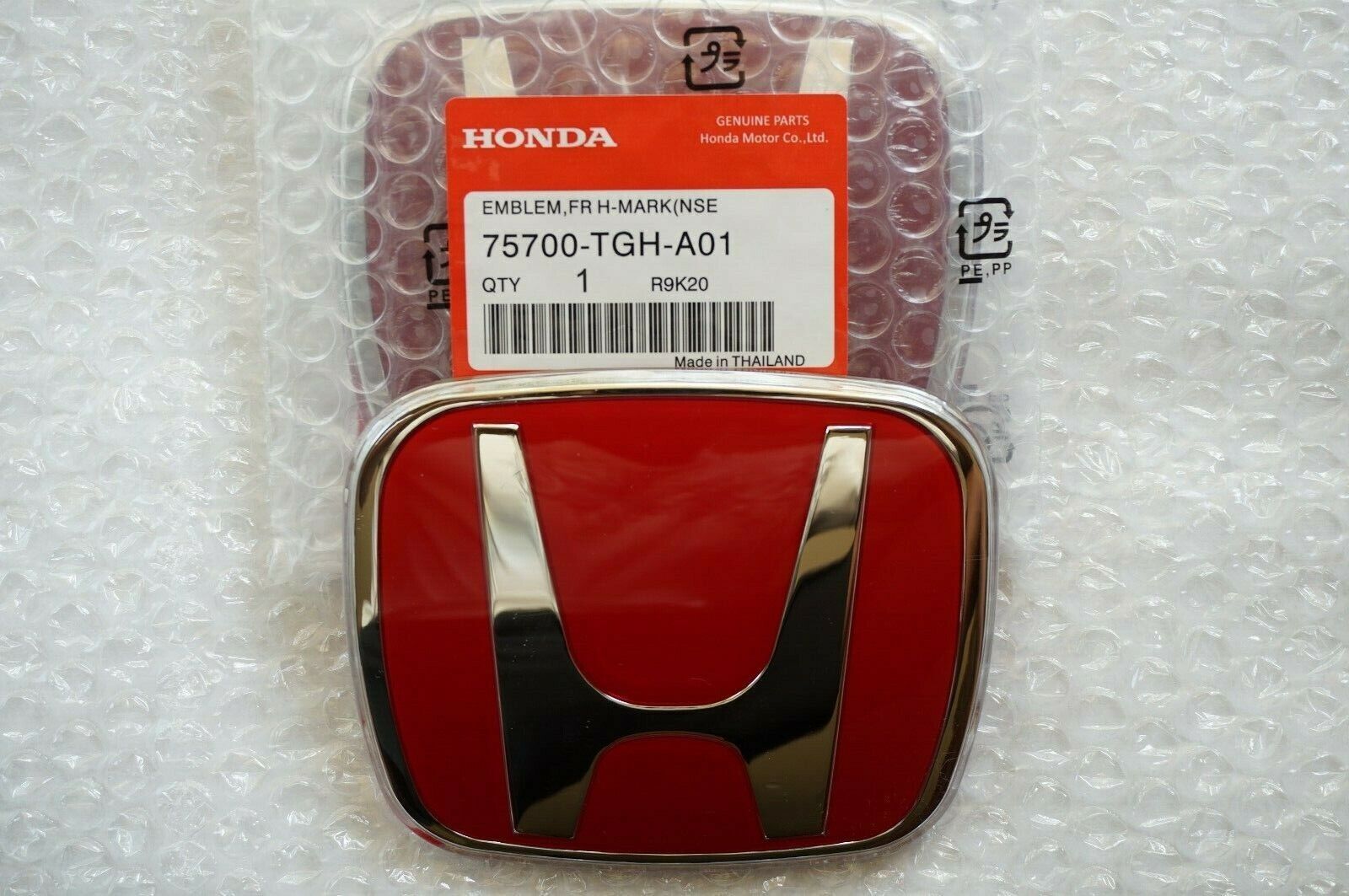 2-Piece Set 16 - 21 for Honda for Civic Sedan Coupe 4Dr Red JDM H Front and Rear Badge Grilles