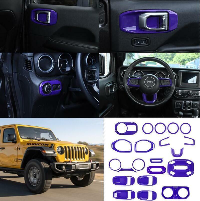 Fit for Jeep for Wrangler JL/JT 18-2021 21PCS ABS Purple Car Interior kit Cover Trim