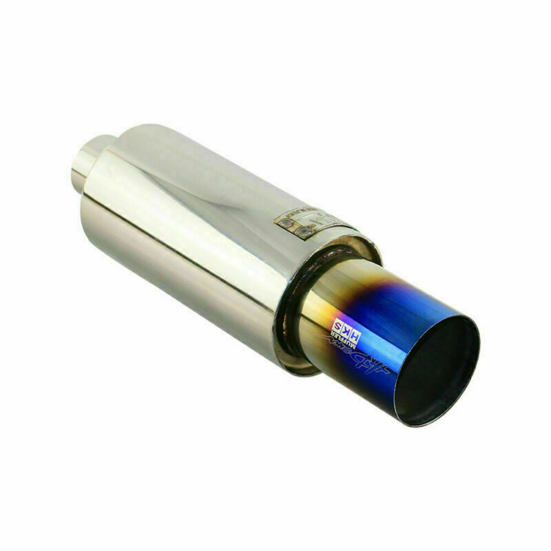 2 Inlet 3 OD Rolled Straight Exhaust Muffler 4 Body Resonator HPJ Blue