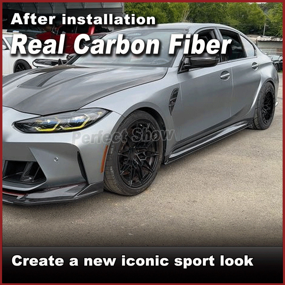 for BMW 3Series G80 M3 Sedan 2021-23 DRY Carbon Side Skirt Extension Lip Spoiler