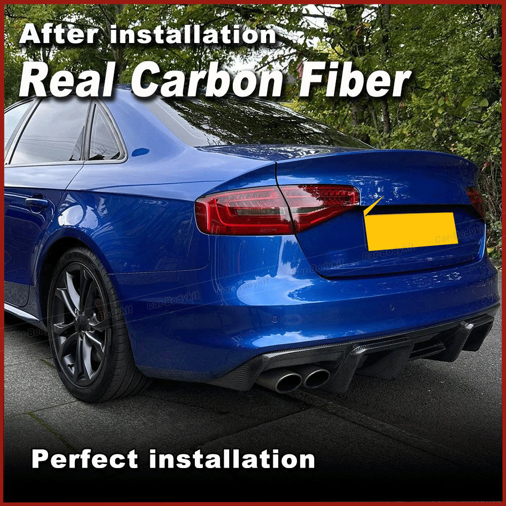 REAL Carbon Rear Bumper Diffuser Lip Spoiler Fit for Audi S4 B8 Sedan 2013-2015