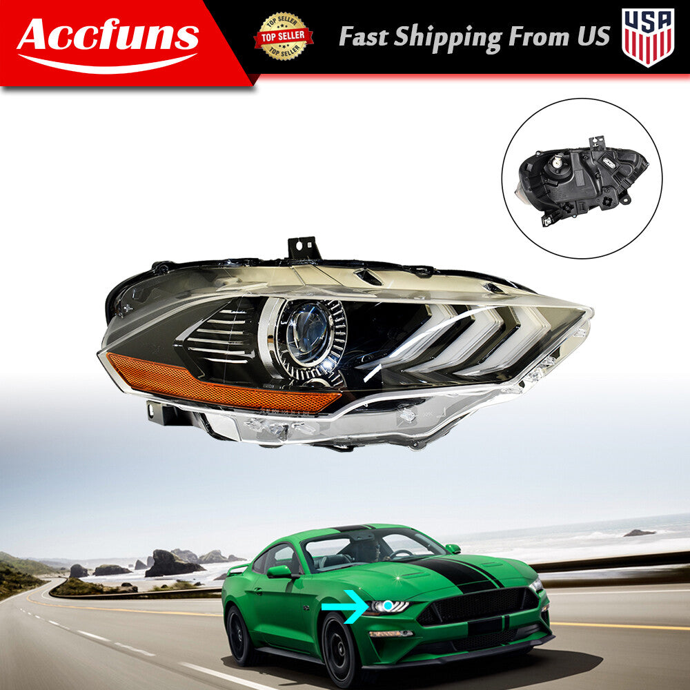 The passenger-side LED headlight assembly is compatible with 2018-2020 for Mustang headlights. n