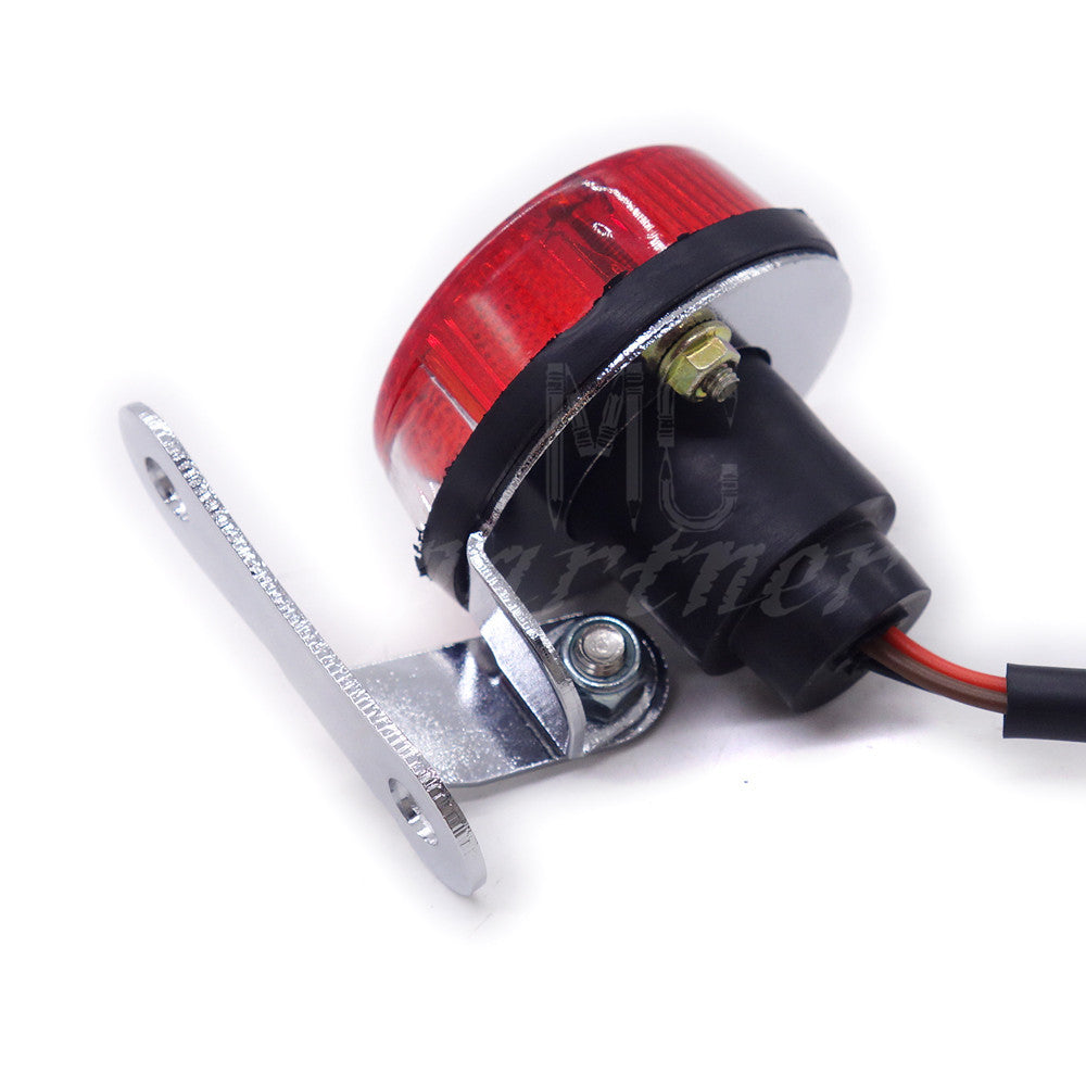 Chrome LED Vintage Tail Brake Rear Running Light F Cafe Bobber Cruiser Chopper Q