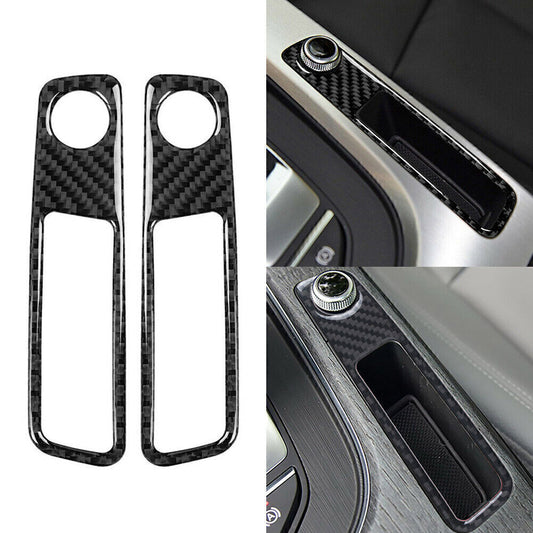 Carbon Fiber Console Volume Adjustment Panel Cover Trim Fit for Audi A4 B9 17-20 RHD