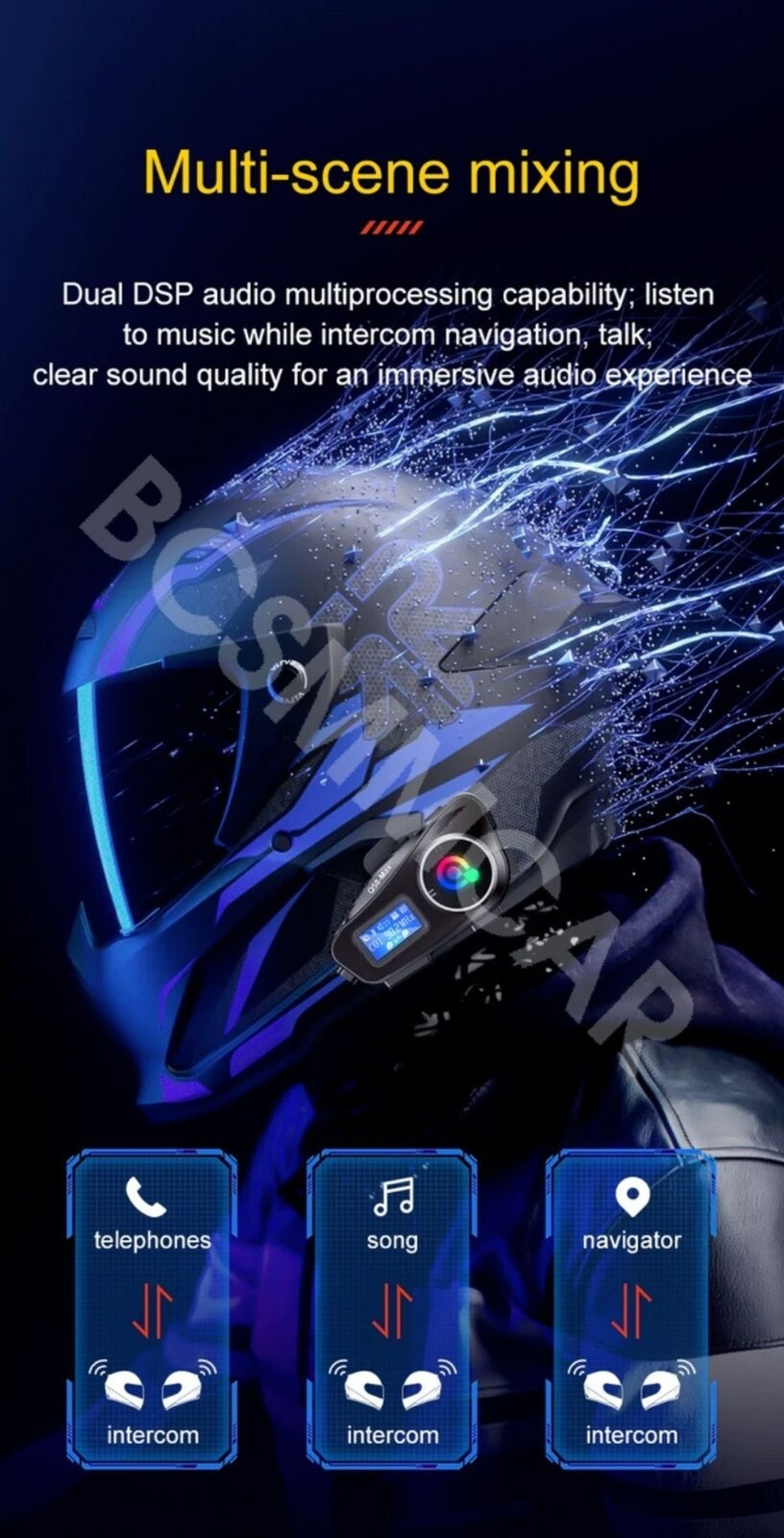 Bluetooth Headphone Motorcycle Helmet Intercom Headset FM Radio Waterproof New n