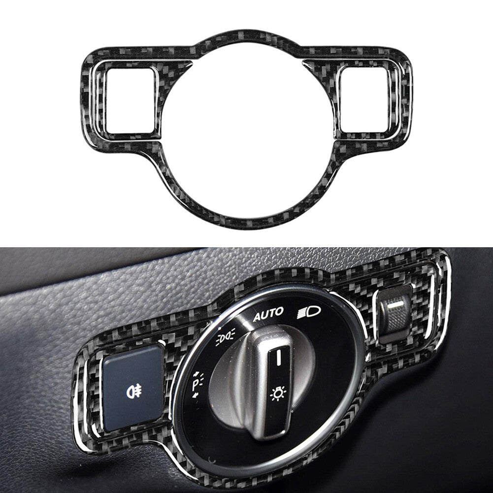 for Mercedes-Benz A B C E G CLA GLA GLK Carbon Fiber Headlight Button Trim D