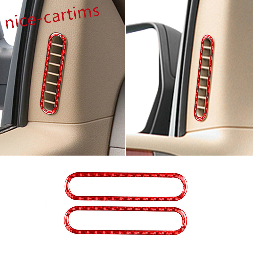Red Carbon Fiber Front Door Air Vent Outlet Ring Cover for Ford F150 FX4 2004-08