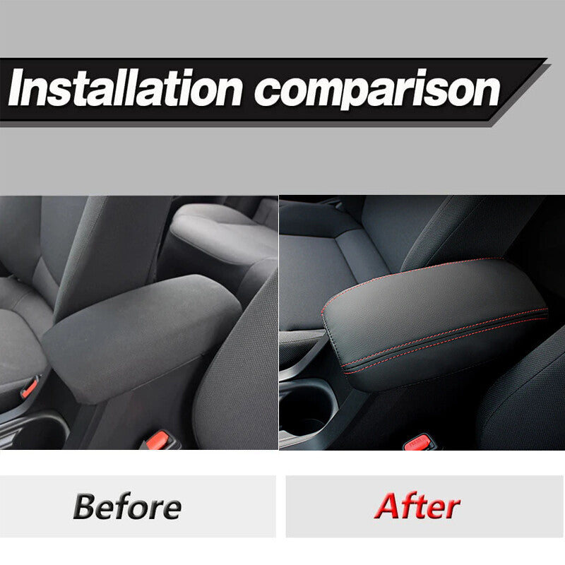 Red stitched leather available for 2020-2024 for Corolla center console armrest cover. n