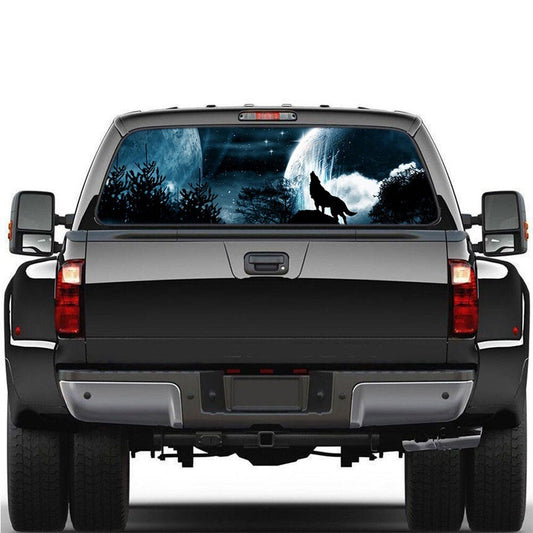 Wolf Howling Sky Galaxy Accessory Car Rear Window Windshield Vinyl Decal Sticker