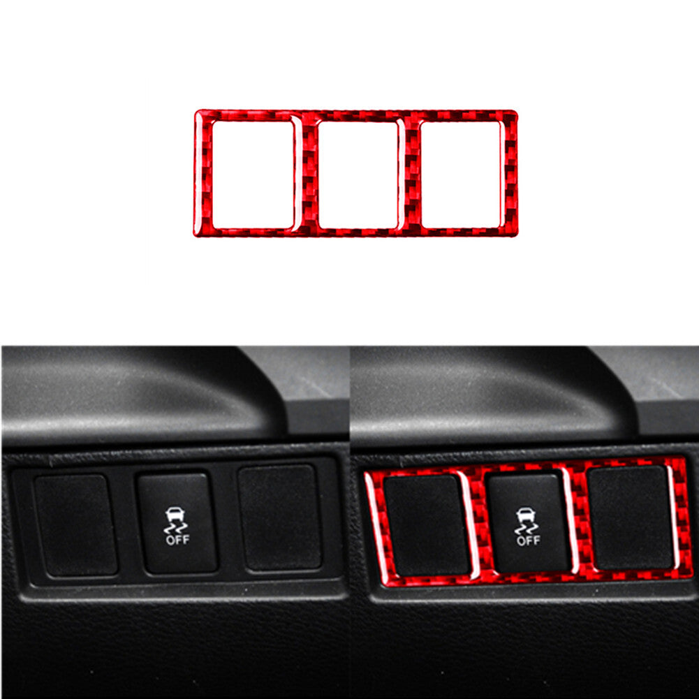 Red Carbon Fiber Model Switch Button Cover Trim for Toyota Tundra 2014-2018