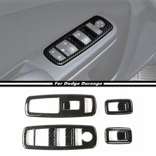 Carbon fiber window lift switch button frame cover decorative 4P for 2011-2024 for Dodge Durango