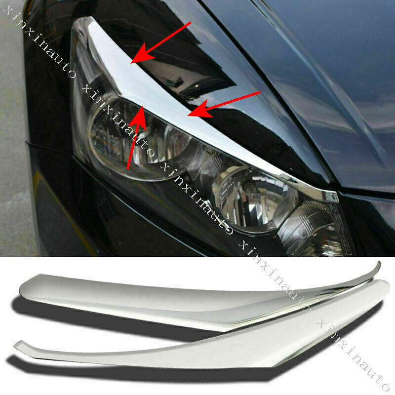 for Honda Accord 2008-2012 Chrome Look Front Headlight Lamp Eyebrow Strips Trim