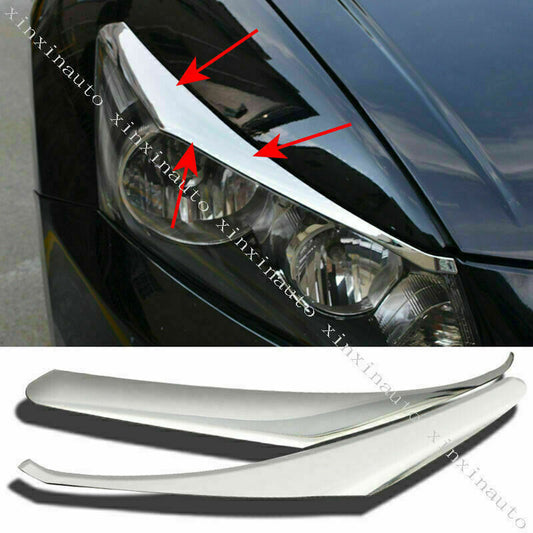 for Honda Accord 2008-2012 Chrome Look Front Headlight Lamp Eyebrow Strips Trim