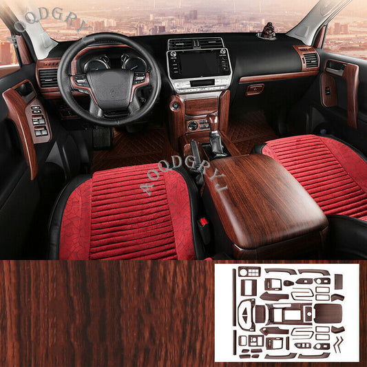 Wood Grain Interior Full Dash Trim Kit Cover 44pcs for Toyota Prado 2018-2021