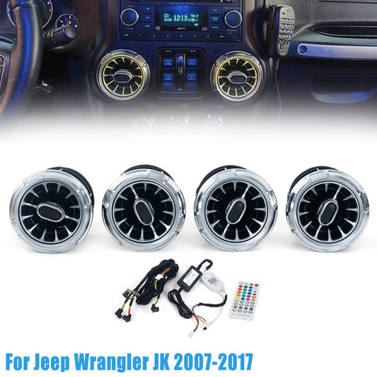 4PCS LED Front Air Vent Inlet Ambient Lamp Light For 2011-2017 for Jeep for Wrangler JK