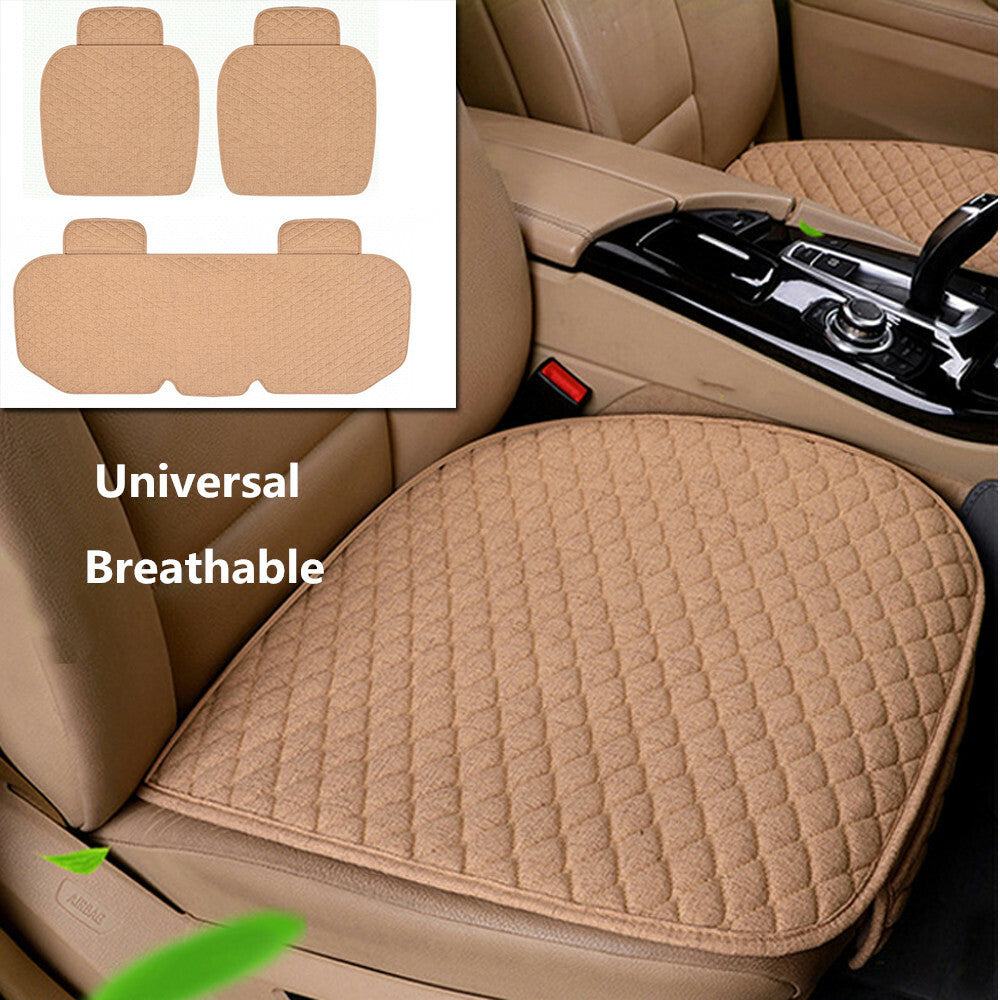 3pcs General Purpose Linen Car for Seat Covers, Front and Rear Linen Cushions, Breathable n