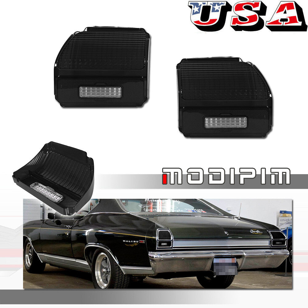 2 Pack Tail Light Housing Kit Smoked for Chevelle Malibu 1969- v