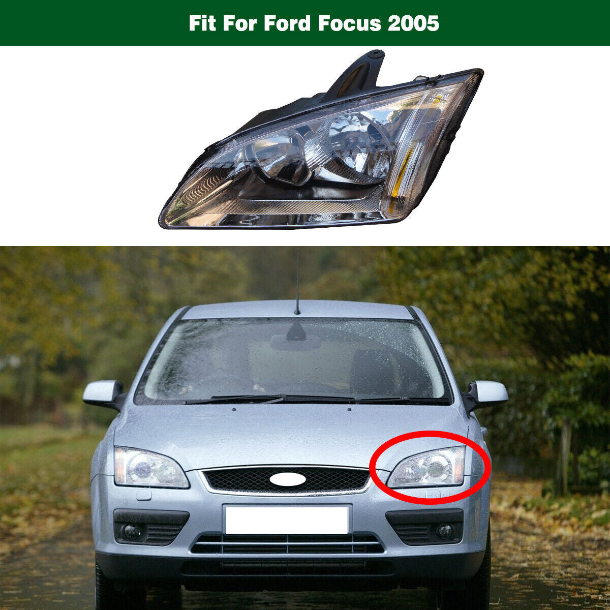 1Pcs New Front Headlight Headlamp Left Driver Side Fit for Ford Focus 2005-2008