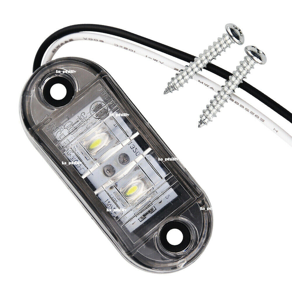 10Pcs 2 LED 12V / 24V Vehicles Truck Lorry Side Marker Turn Lamp Lights-White Q