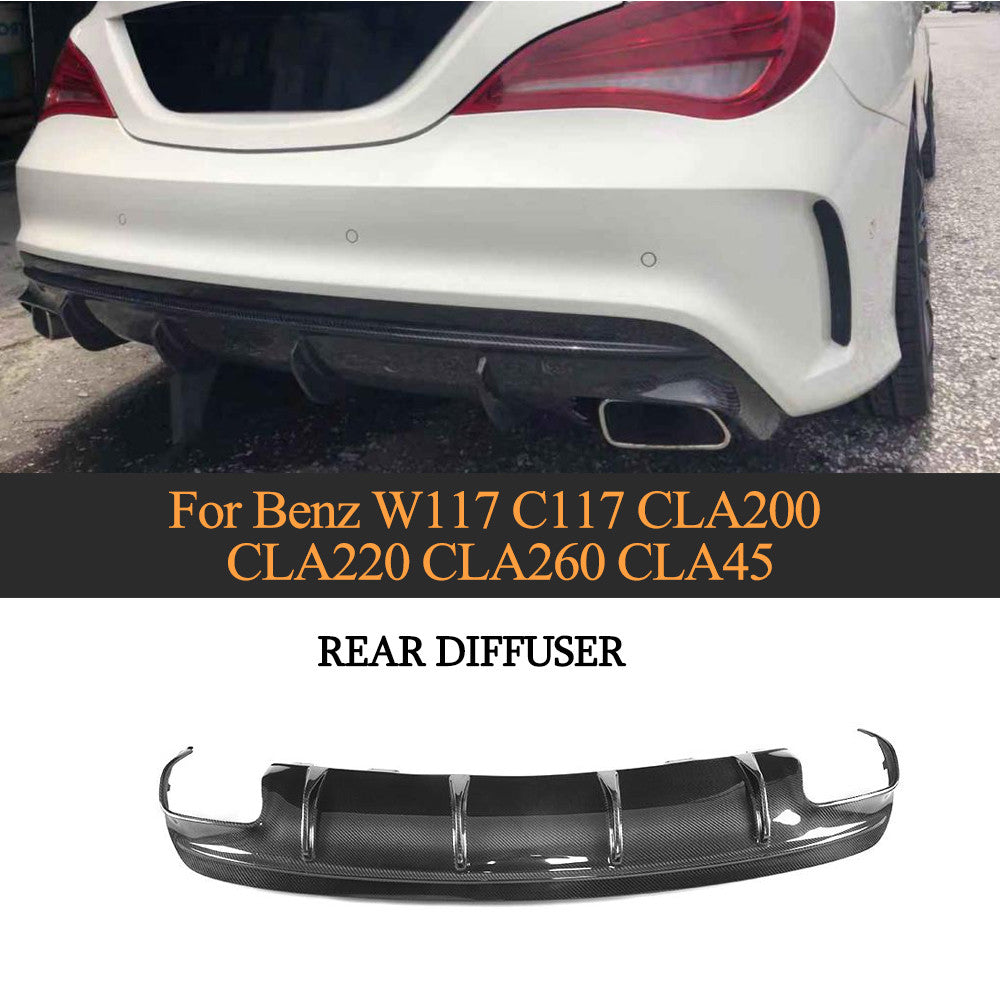 Carbon Rear Bumper Diffuser Lip Kit for Mercedes-Benz C117 CLA250 CLA45 16-19