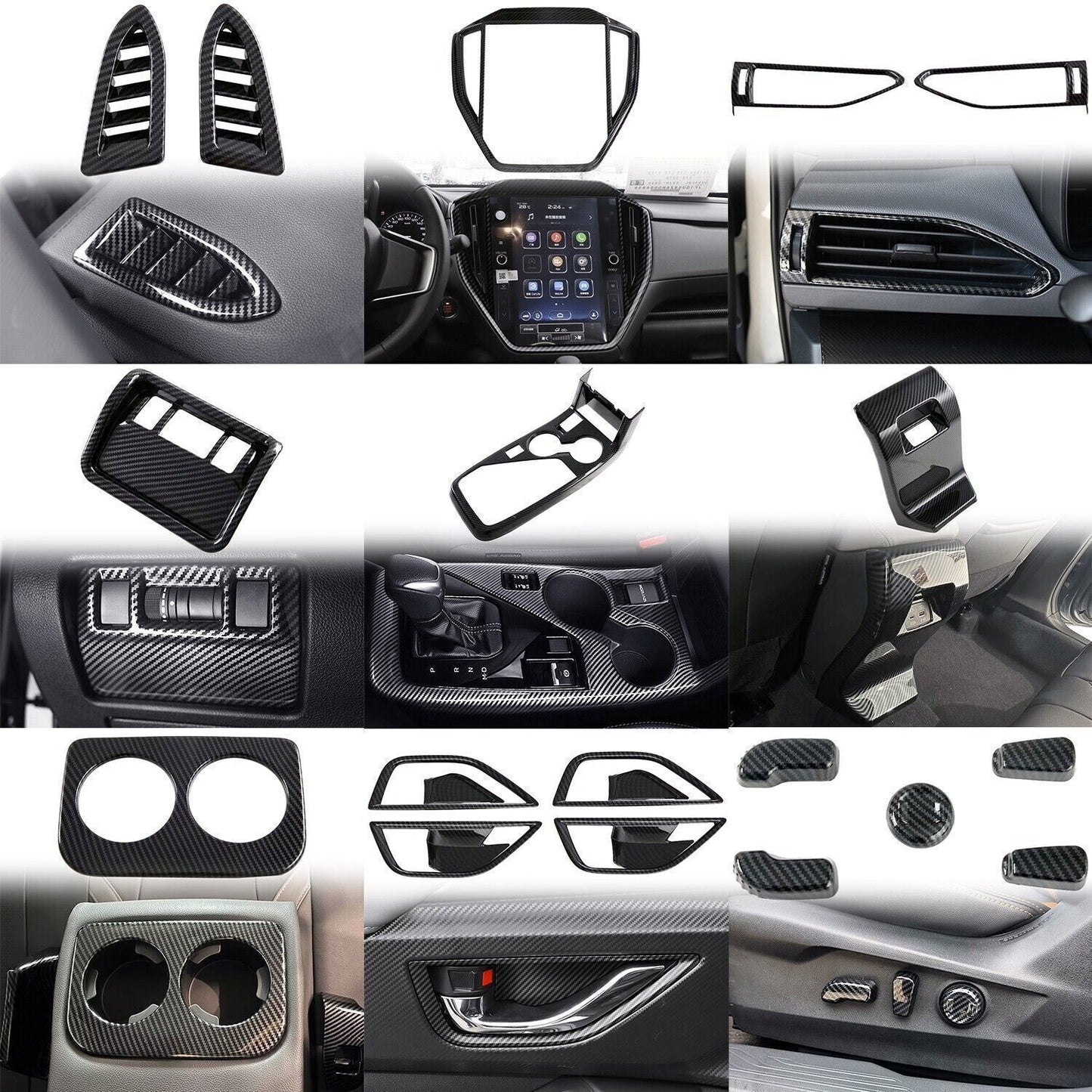 for Subaru Crosstrek 2024-2025 ABS Carbon Car Interior Dash Kit Full Set Cover n