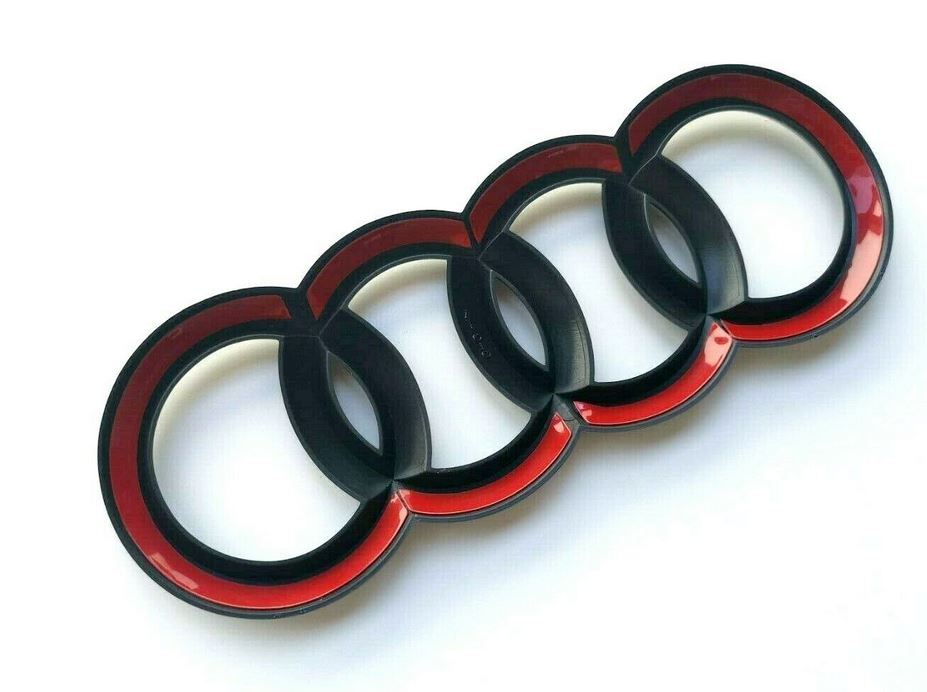 Suitable for Audi TTS range hood rear badge ring front boot badge sticker glossy black and red