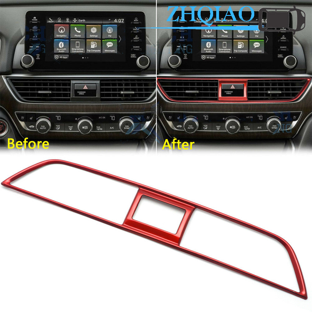 Red Stainess Interior Dashboard Air Vent Panel Cover Trim for Honda Accord 18-20