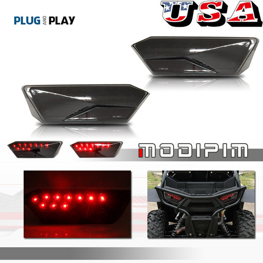 Fits 14-19 for POLARIS RZR TURBO 1000 XP 900 S Bar + Passenger Side Tail Light Smoke - v
