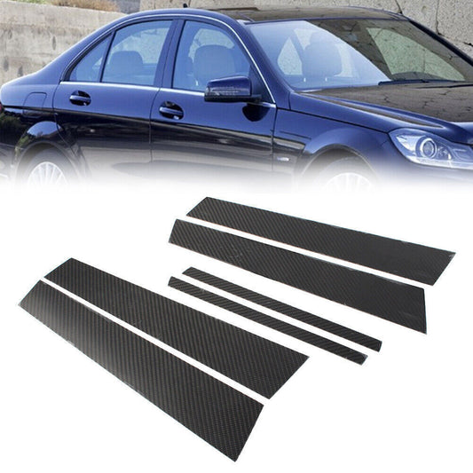 for Benz C-Class W204 2008-14 Carbon Fiber Pillar Post Door Window Molding Strip