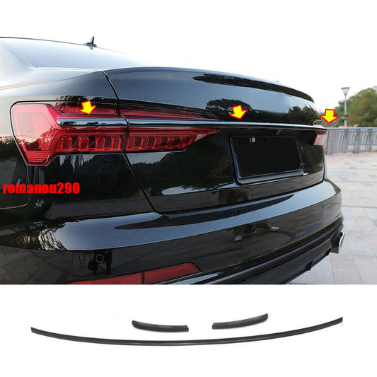 for Audi A6 C8 2019-2023 Glossy Black Rear DoorTail Light Strips Cover Trim 3P