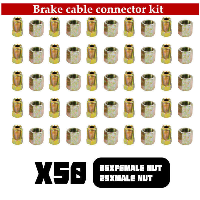 3/16Brake Pipe Fittings Connector 50PCS 10mm x 1mm Female Male Metric Nuts Set v