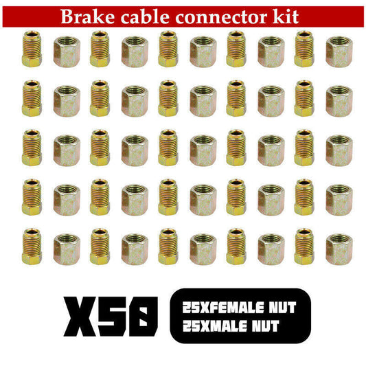 3/16Brake Pipe Fittings Connector 50PCS 10mm x 1mm Female Male Metric Nuts Set v