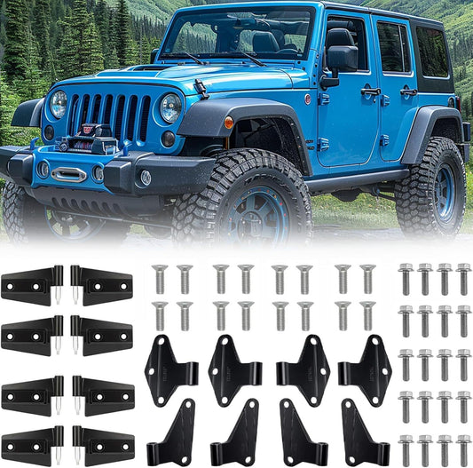 16pcs Body Door Hinge Replacement Set Powder Coat FOR 2007-2018 for Jeep for Wrangler JK