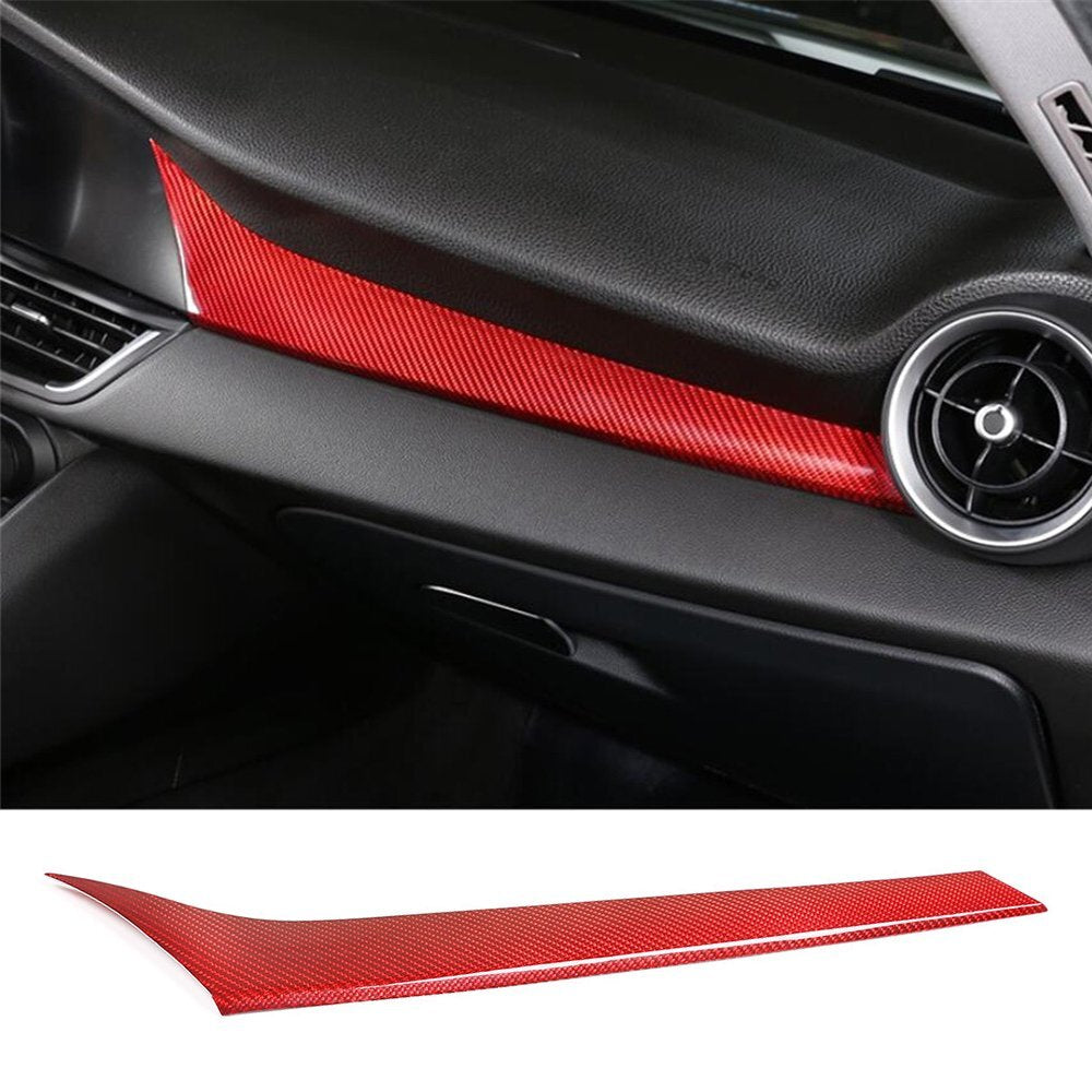 Red Carbon Fiber Center Console Dashboard Panel Trim for Alfa Romeo Giulia 17-20
